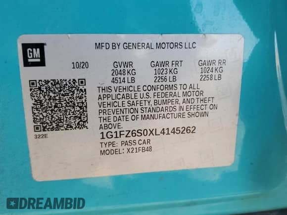 2020 Chevrolet Bolt EV Premier z VIN 1G1FZ6S0XL4145262, wystawiony jako Copart lot #84049335 z przebiegiem 81 158 mil mil oraz Szkoda całkowita • Salvage title. Historia ofert i sprzedaży dostępna na DreamBid. Obrazek 13.