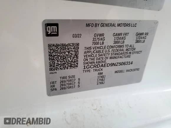 2022 Chevrolet Silverado 1500 Work Truck with VIN 1GCRDAED9NZ506314, listed as a Copart auction lot 68214255 with 89,637 mi miles and Clean title. Bid and sale history available at DreamBid. Image 12.