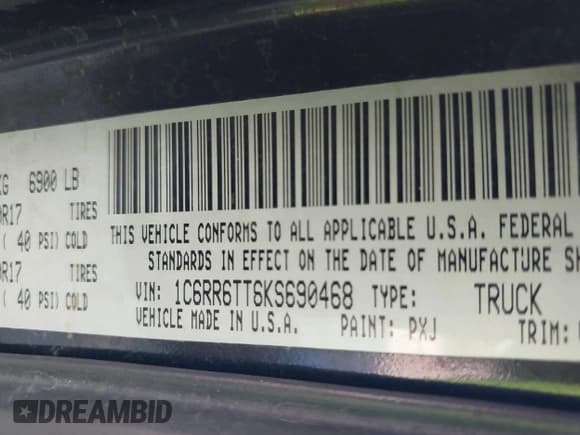 ✅ 2019 Ram 1500 SLT • VIN: 1C6RR6TT6KS690468 • Лот: 43208376. Опубликован ранее на IAAI с пробегом 177 104 миль. Бесплатный доступ к архиву аукционных продаж из США и подробный отчёт об истории автомобиля на DreamBid. Изображение 9.