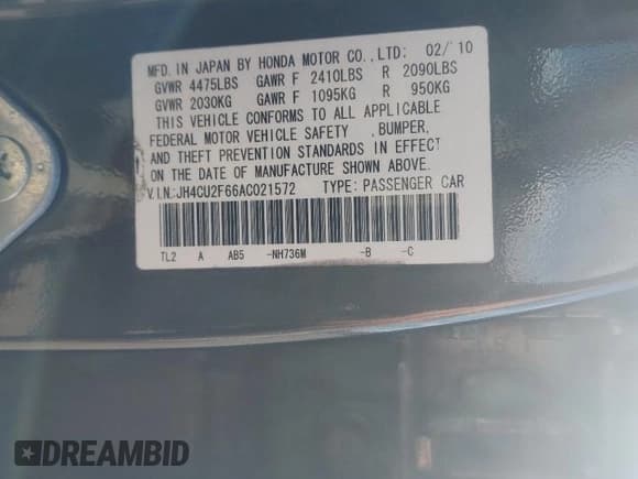 ✅ 2010 Acura TSX • VIN: JH4CU2F66AC021572 • Lot: 89705235. Wystawiony na Copart z przebiegiem 252 695 mil. Bezpłatny archiwum sprzedaży aukcyjnych z USA i szczegółowy raport historii pojazdu na DreamBid. Zdjęcie 12.