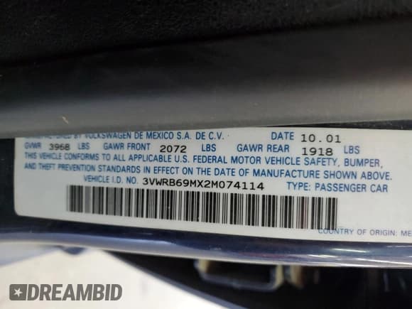 ✅ 2002 Volkswagen Jetta GL • VIN: 3VWRB69MX2M074114 • Lot: 64694925. Wystawiony na Copart z przebiegiem 141 243 mil. Bezpłatny archiwum sprzedaży aukcyjnych z USA i szczegółowy raport historii pojazdu na DreamBid. Zdjęcie 12.