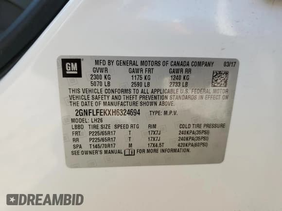 ✅ 2017 Chevrolet Equinox LT • VIN: 2GNFLFEKXH6324694 • Лот: 85505965. Опубликован ранее на Copart с пробегом 127 251 миль. Бесплатный доступ к архиву аукционных продаж из США и подробный отчёт об истории автомобиля на DreamBid. Изображение 13.