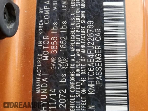 ✅ 2015 Hyundai Veloster Turbo • VIN: KMHTC6AE4FU228789 • Lot: 85890024. Wystawiony na Copart z przebiegiem 116 284 mil. Bezpłatny archiwum sprzedaży aukcyjnych z USA i szczegółowy raport historii pojazdu na DreamBid. Zdjęcie 13.