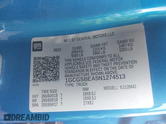 ✅ 2022 Chevrolet Colorado 2WD Work Truck • VIN: 1GCGSBEA5N1274513 • Лот: 42452746. Опубликован ранее на IAAI с пробегом 62 247 миль. Бесплатный доступ к архиву аукционных продаж из США и подробный отчёт об истории автомобиля на DreamBid. Изображение 9.