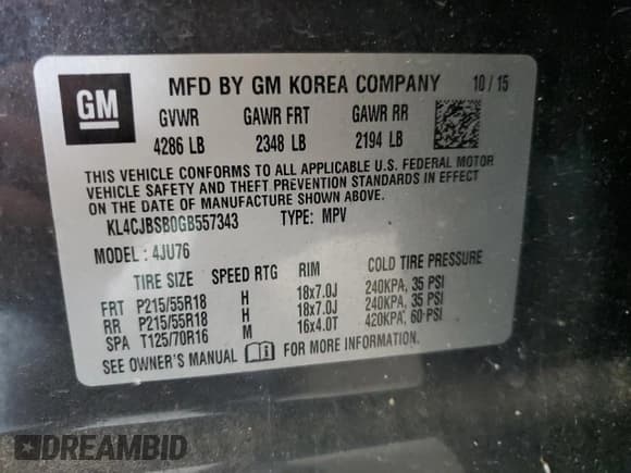 ✅ 2016 Buick Encore Convenience • VIN: KL4CJBSB0GB557343 • Lot: 63838025. Wystawiony na Copart z przebiegiem 113 071 mil. Bezpłatny archiwum sprzedaży aukcyjnych z USA i szczegółowy raport historii pojazdu na DreamBid. Zdjęcie 13.