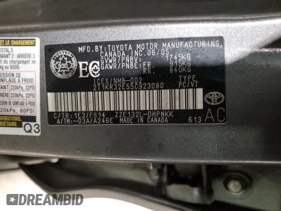 ✅ 2005 Toyota Matrix XR • VIN: 2T1KR32E55C923080 • Лот: 92178005. Опубликован ранее на Copart с пробегом 154 132 миль. Бесплатный доступ к архиву аукционных продаж из США и подробный отчёт об истории автомобиля на DreamBid. Изображение 12.