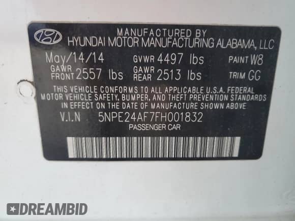 2015 Hyundai Sonata SE with VIN 5NPE24AF7FH001832, listed as a Copart auction lot 90296815 with 134,035 mi miles and Clean title. Bid and sale history available at DreamBid. Image 12.