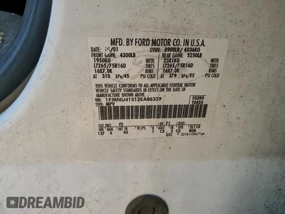 ✅ 2002 Ford Excursion Special Serv • VIN: 1FMNU41S12EA86339 • Lot: 95908045. Wystawiony na Copart z przebiegiem 268 829 mil. Bezpłatny archiwum sprzedaży aukcyjnych z USA i szczegółowy raport historii pojazdu na DreamBid. Zdjęcie 12.