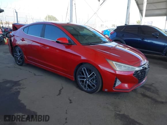 ✅ 2019 Hyundai Elantra Sport • VIN: KMHD04LB1KU833481 • Lot: 43269177. Listed on IAAI with 108,637 mi. Free auction sales archive from the USA and detailed vehicle history report at DreamBid. Image 1.