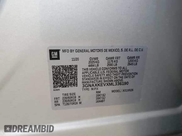 ✅ 2021 Chevrolet Equinox LT • VIN: 3GNAXKEVXML336190 • Лот: 71838455. Опубликован ранее на Copart с пробегом 99 206 миль. Бесплатный доступ к архиву аукционных продаж из США и подробный отчёт об истории автомобиля на DreamBid. Изображение 13.