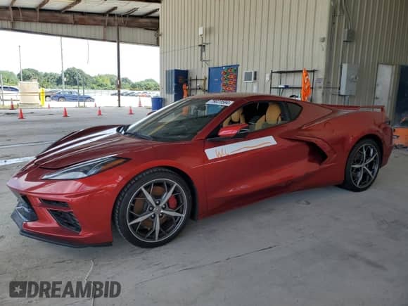 2021 Chevrolet Corvette 3LT z VIN 1G1YC2D43M5124610, wystawiony jako Copart lot #79023594 z przebiegiem Nie podano mil oraz Szkoda całkowita • Salvage title. Historia ofert i sprzedaży dostępna na DreamBid. Obrazek 1.
