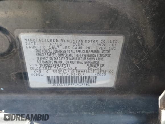 ✅ 2015 Nissan Note S Plus • VIN: 3N1CE2CP9FL417781 • Lot: 43498041. Listed on IAAI with 164,344 mi. Free auction sales archive from the USA and detailed vehicle history report at DreamBid. Image 9.