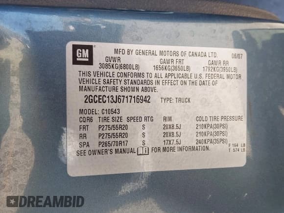 ✅ 2007 Chevrolet Silverado 1500 1LT • VIN: 2GCEC13J671716942 • Lot: 42616878. Wystawiony na IAAI z przebiegiem 229 113 mil. Bezpłatny archiwum sprzedaży aukcyjnych z USA i szczegółowy raport historii pojazdu na DreamBid. Zdjęcie 9.