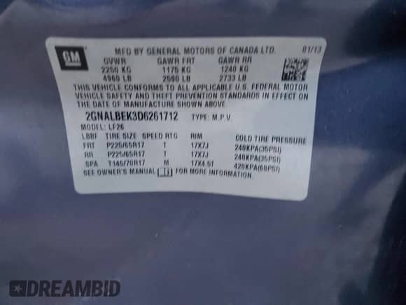 2013 Chevrolet Equinox LS with VIN 2GNALBEK3D6261712, listed as a Copart auction lot 80309194 with 159,480 mi miles and Salvage title. Bid and sale history available at DreamBid. Image 15.