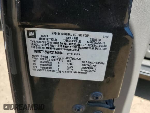 ✅ 2004 GMC Envoy SLE • VIN: 1GKDT13S842134104 • Лот: 68589425. Опубликован ранее на Copart с пробегом 171 126 миль. Бесплатный доступ к архиву аукционных продаж из США и подробный отчёт об истории автомобиля на DreamBid. Изображение 13.