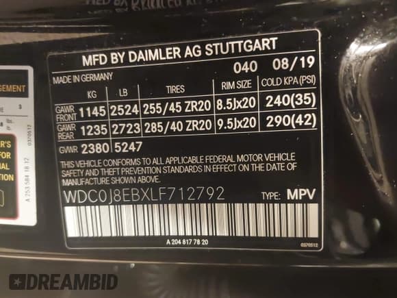 ✅ 2020 Mercedes-Benz GLC 300 • VIN: WDC0J8EBXLF712792 • Lot: 41399090. Listed on IAAI with 63,762 mi. Free auction sales archive from the USA and detailed vehicle history report at DreamBid. Image 9.