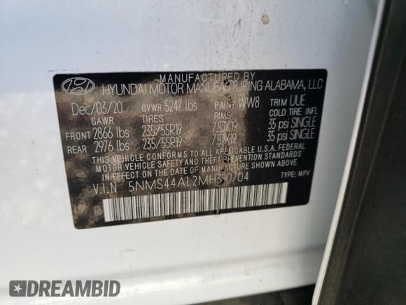 ✅ 2021 Hyundai Santa Fe Limited • VIN: 5NMS44AL2MH310704 • Lot: 69831233. Wystawiony na Copart z przebiegiem 50 358 mil. Bezpłatny archiwum sprzedaży aukcyjnych z USA i szczegółowy raport historii pojazdu na DreamBid. Zdjęcie 13.