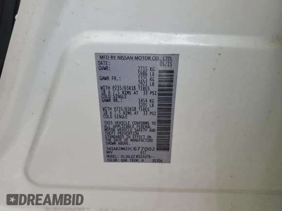 ✅ 2015 Nissan Pathfinder SL • VIN: 5N1AR2MN2FC677002 • Lot: 55322355. Wystawiony na Copart z przebiegiem Nie podano. Bezpłatny archiwum sprzedaży aukcyjnych z USA i szczegółowy raport historii pojazdu na DreamBid. Zdjęcie 14.