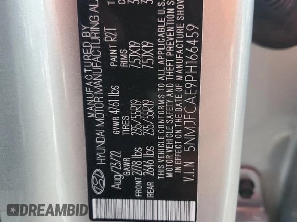 ✅ 2023 Hyundai Tucson SEL • VIN: 5NMJFCAE9PH166459 • Lot: 60941614. Wystawiony na Copart z przebiegiem 9 360 mil. Bezpłatny archiwum sprzedaży aukcyjnych z USA i szczegółowy raport historii pojazdu na DreamBid. Zdjęcie 13.