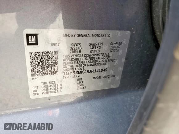 ✅ 2018 Cadillac Escalade Luxury • VIN: 1GYS3BKJ8JR141049 • Lot: 70876155. Listed on Copart with 93,110 mi. Free auction sales archive from the USA and detailed vehicle history report at DreamBid. Image 12.