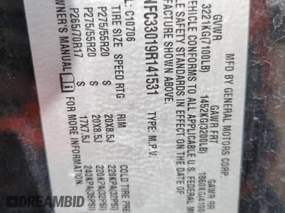 2009 Chevrolet Tahoe LTZ с VIN 1GNFC33019R141531, выставлен на аукционе Copart как лот 64512675 с пробегом Не указан миль и Списание • Salvage title. История ставок и продаж доступна на DreamBid. Изображение 13.