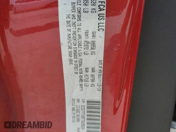 ✅ 2015 FIAT 500 Abarth • VIN: 3C3CFFFH9FT609924 • Lot: 70311715. Listed on Copart with 84,012 mi. Free auction sales archive from the USA and detailed vehicle history report at DreamBid. Image 12.