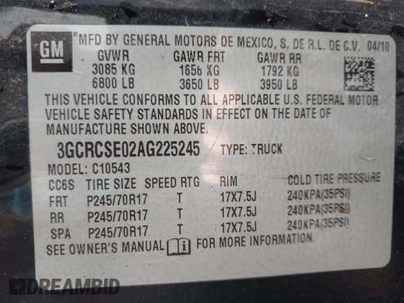 ✅ 2010 Chevrolet Silverado 1500 LT • VIN: 3GCRCSE02AG225245 • Lot: 43597712. Wystawiony na IAAI z przebiegiem 283 273 mil. Bezpłatny archiwum sprzedaży aukcyjnych z USA i szczegółowy raport historii pojazdu na DreamBid. Zdjęcie 9.