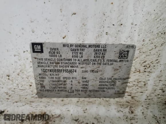 ✅ 2015 Chevrolet Silverado 2500HD Work Truck • VIN: 1GC1KUE88FF654674 • Lot: 88135965. Listed on Copart with 197,831 mi. Free auction sales archive from the USA and detailed vehicle history report at DreamBid. Image 12.