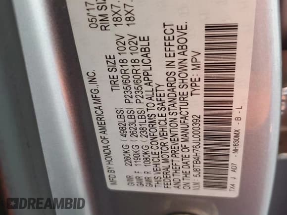 ✅ 2018 Acura RDX Advance • VIN: 5J8TB4H76JL000392 • Lot: 80785235. Listed on Copart with 108,631 mi. Free auction sales archive from the USA and detailed vehicle history report at DreamBid. Image 13.