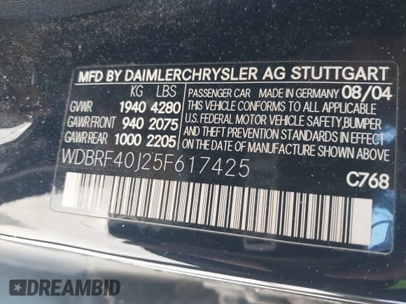 ✅ 2005 Mercedes-Benz C 230 Kompressor • VIN: WDBRF40J25F617425 • Lot: 43173293. Listed on IAAI with 136,054 mi. Free auction sales archive from the USA and detailed vehicle history report at DreamBid. Image 9.