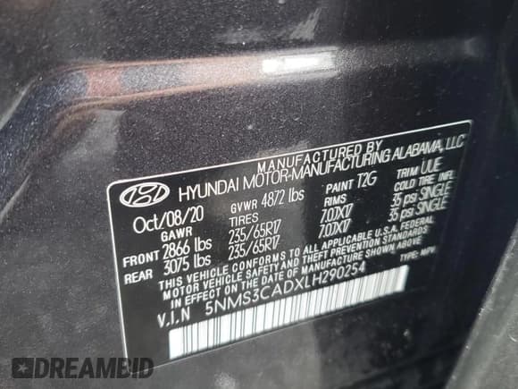 ✅ 2020 Hyundai Santa Fe SEL • VIN: 5NMS3CADXLH290254 • Lot: 56037334. Wystawiony na Copart z przebiegiem 33 735 mil. Bezpłatny archiwum sprzedaży aukcyjnych z USA i szczegółowy raport historii pojazdu na DreamBid. Zdjęcie 13.