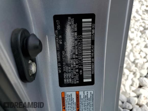 ✅ 2017 Subaru BRZ Premium • VIN: JF1ZCAB1XH9605733 • Lot: 76825584. Listed on Copart with 28,013 mi. Free auction sales archive from the USA and detailed vehicle history report at DreamBid. Image 14.