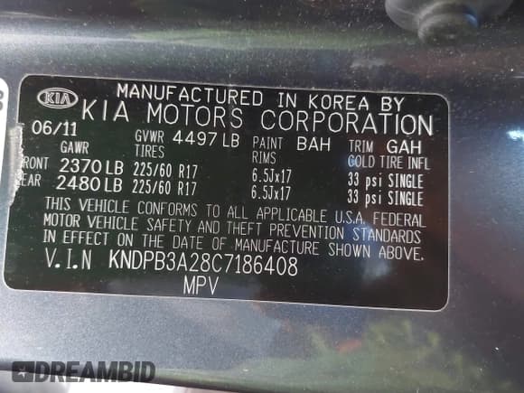 ✅ 2012 Kia Sportage LX • VIN: KNDPB3A28C7186408 • Lot: 42575535. Listed on IAAI with 232,994 mi. Free auction sales archive from the USA and detailed vehicle history report at DreamBid. Image 9.