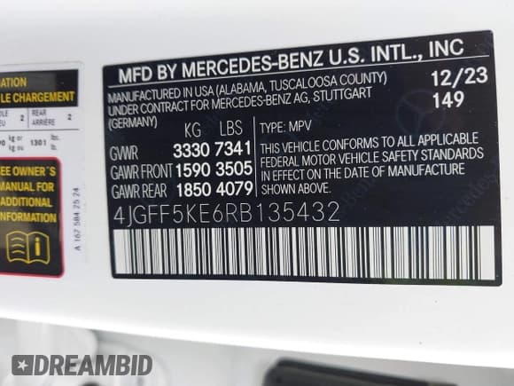 ✅ 2024 Mercedes-Benz GLS 450 • VIN: 4JGFF5KE6RB135432 • Lot: 42830768. Listed on IAAI with 13,902 mi. Free auction sales archive from the USA and detailed vehicle history report at DreamBid. Image 9.