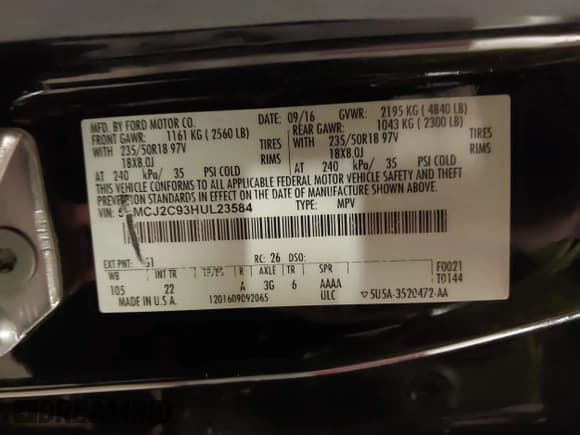 ✅ 2017 Lincoln MKC Select • VIN: 5LMCJ2C93HUL23584 • Lot: 43618308. Listed on IAAI with 54,157 mi. Free auction sales archive from the USA and detailed vehicle history report at DreamBid. Image 9.