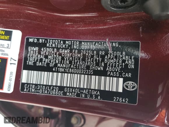 ✅ 2013 Toyota Avalon XLE • VIN: 4T1BK1EB6DU032335 • Lot: 80057185. Wystawiony na Copart z przebiegiem 65 261 mil. Bezpłatny archiwum sprzedaży aukcyjnych z USA i szczegółowy raport historii pojazdu na DreamBid. Zdjęcie 13.