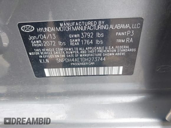 ✅ 2013 Hyundai Elantra GLS • VIN: 5NPDH4AE1DH273744 • Лот: 43091822. Опубликован ранее на IAAI с пробегом 124 883 миль. Бесплатный доступ к архиву аукционных продаж из США и подробный отчёт об истории автомобиля на DreamBid. Изображение 9.