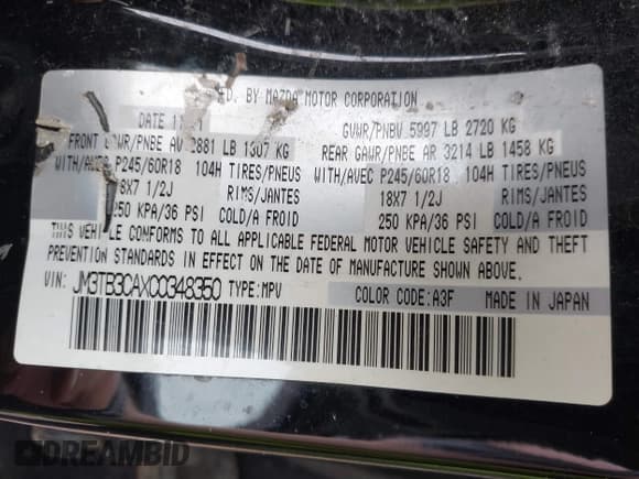 ✅ 2012 Mazda CX-9 Touring • VIN: JM3TB3CAXC0348350 • Lot: 43487216. Listed on IAAI with Not provided. Free auction sales archive from the USA and detailed vehicle history report at DreamBid. Image 9.