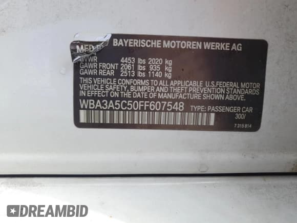 ✅ 2015 BMW 3 Series 328i • VIN: WBA3A5C50FF607548 • Lot: 90445655. Wystawiony na Copart z przebiegiem 107 731 mil. Bezpłatny archiwum sprzedaży aukcyjnych z USA i szczegółowy raport historii pojazdu na DreamBid. Zdjęcie 12.