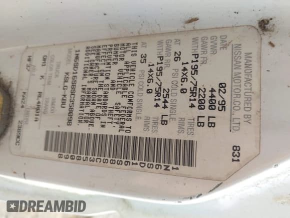 ✅ 1995 Nissan Frontier XE • VIN: 1N6SD16S8SC358098 • Лот: 43205655. Опубликован ранее на IAAI с пробегом 169 379 миль. Бесплатный доступ к архиву аукционных продаж из США и подробный отчёт об истории автомобиля на DreamBid. Изображение 9.