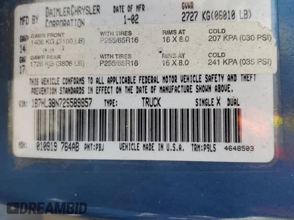 2002 Dodge Dakota Sport с VIN 1B7HL38N72S589857, выставлен на аукционе Copart как лот 77138924 с пробегом 197 117 миль миль и Списание • Salvage title. История ставок и продаж доступна на DreamBid. Изображение 12.