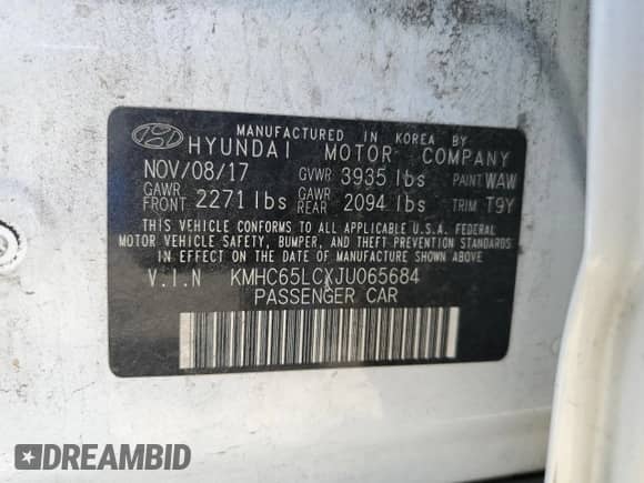 2018 Hyundai Ioniq Blue с VIN KMHC65LCXJU065684, выставлен на аукционе Copart как лот 69674124 с пробегом 104 554 миль миль и Списание • Salvage title. История ставок и продаж доступна на DreamBid. Изображение 12.