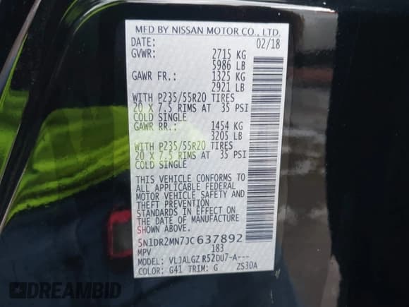 ✅ 2018 Nissan Pathfinder S • VIN: 5N1DR2MN7JC637892 • Лот: 42310373. Опубликован ранее на IAAI с пробегом 97 550 миль. Бесплатный доступ к архиву аукционных продаж из США и подробный отчёт об истории автомобиля на DreamBid. Изображение 9.