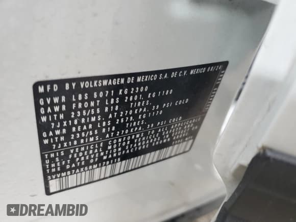 ✅ 2024 Volkswagen Tiguan SE • VIN: 3VVMB7AX5RM179115 • Lot: 82464515. Listed on Copart with 14,043 mi. Free auction sales archive from the USA and detailed vehicle history report at DreamBid. Image 14.