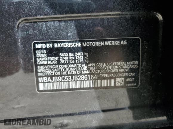 ✅ 2018 BMW 5 Series M550i xDrive • VIN: WBAJB9C53JB286164 • Лот: 71052315. Опубликован ранее на Copart с пробегом 91 157 миль. Бесплатный доступ к архиву аукционных продаж из США и подробный отчёт об истории автомобиля на DreamBid. Изображение 12.