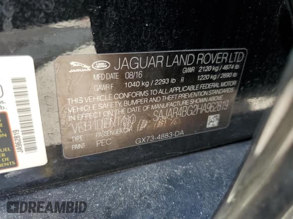 ✅ 2017 Jaguar XE 25t • VIN: SAJAR4BG2HA962819 • Лот: 40084293. Опубликован ранее на Copart с пробегом 59 421 миль. Бесплатный доступ к архиву аукционных продаж из США и подробный отчёт об истории автомобиля на DreamBid. Изображение 13.