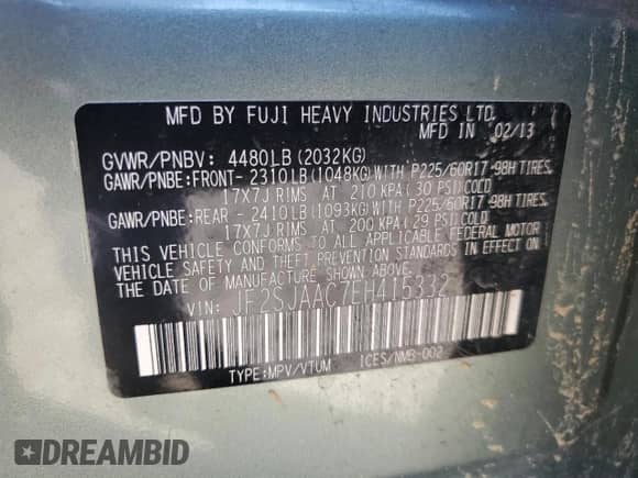 2014 Subaru Forester 2.5i z VIN JF2SJAAC7EH415332, wystawiony jako Copart lot #69635855 z przebiegiem 130 140 mil mil oraz Czysty tytuł • Clean title. Historia ofert i sprzedaży dostępna na DreamBid. Obrazek 13.