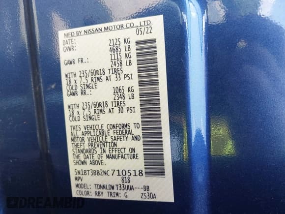 ✅ 2022 Nissan Rogue SV • VIN: 5N1BT3BB2NC710518 • Lot: 42667578. Wystawiony na IAAI z przebiegiem 30 849 mil. Bezpłatny archiwum sprzedaży aukcyjnych z USA i szczegółowy raport historii pojazdu na DreamBid. Zdjęcie 9.