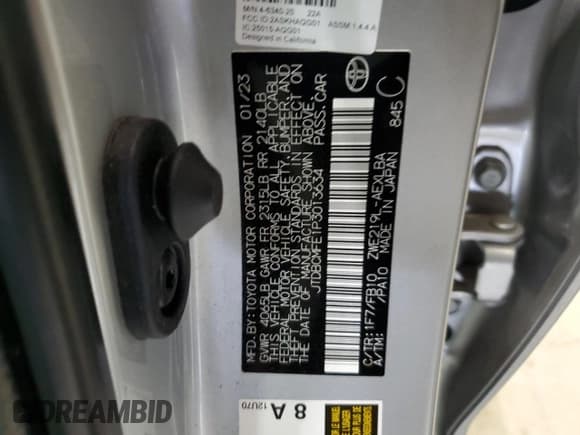 ✅ 2023 Toyota Corolla Hybrid SE Infrared • VIN: JTDBCMFE1P3013634 • Lot: 89735825. Wystawiony na Copart z przebiegiem 46 965 mil. Bezpłatny archiwum sprzedaży aukcyjnych z USA i szczegółowy raport historii pojazdu na DreamBid. Zdjęcie 12.