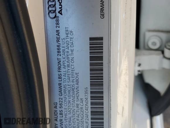 ✅ 2013 Audi S6 Prestige • VIN: WAUF2AFC4DN047355 • Лот: 85571125. Опубликован ранее на Copart с пробегом 104 320 миль. Бесплатный доступ к архиву аукционных продаж из США и подробный отчёт об истории автомобиля на DreamBid. Изображение 12.